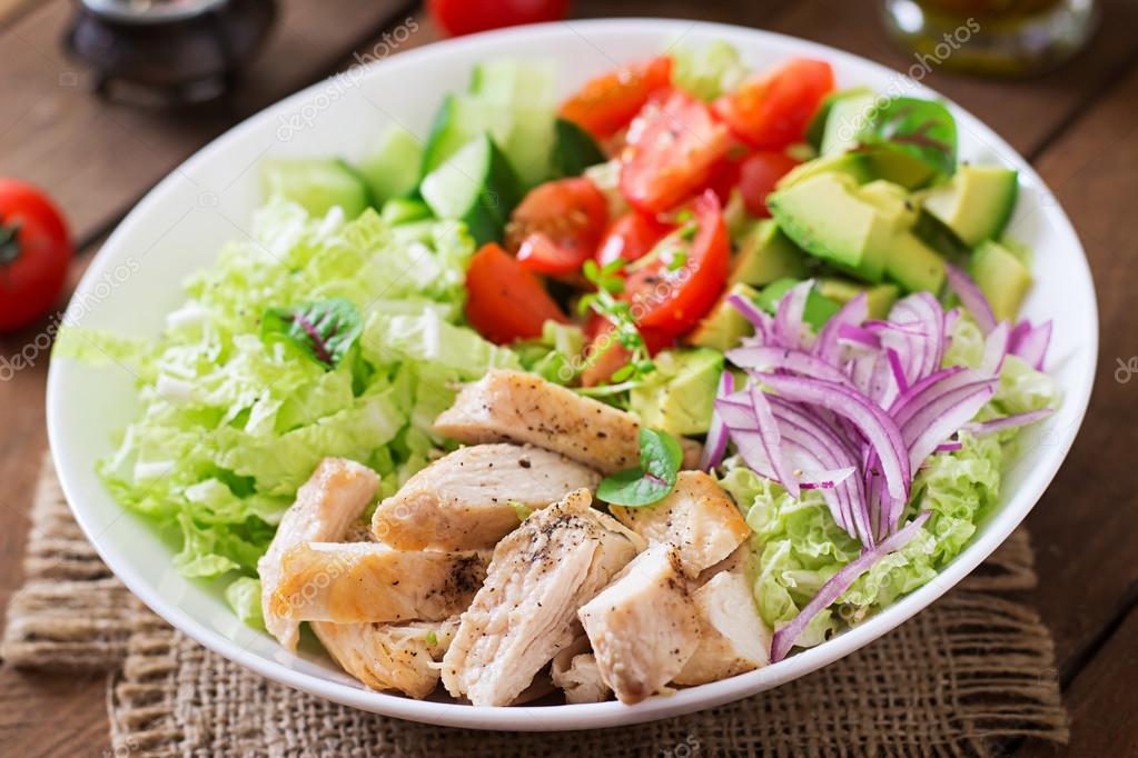 Dieta salada com frango