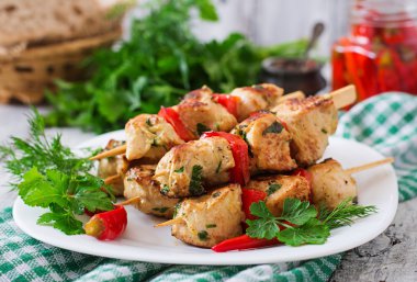 Chicken shish kebab with paprika.