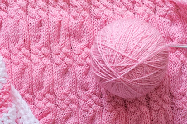 Cozy knitted background, thread and needles. — 스톡 사진