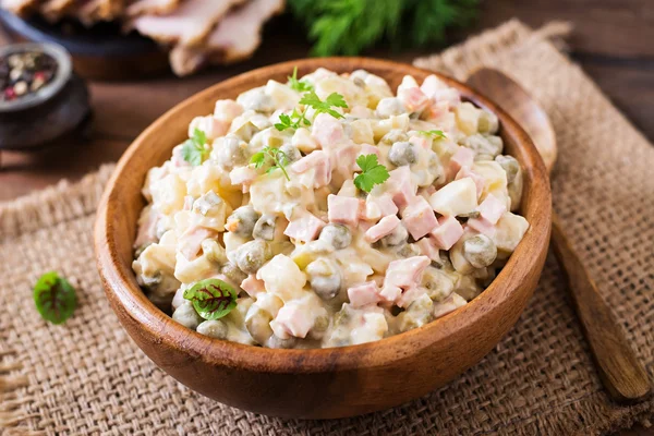 Traditional Russian salad "Olivier". — Stock Photo, Image