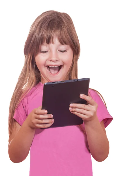 Het kind met de tablet pc — Stockfoto