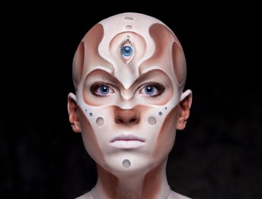Portrait of a mysterious woman with fantastic makeup Alien clipart