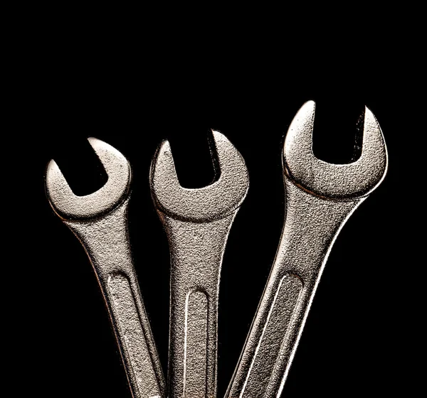 Üç metalik somun anahtarları — Stok fotoğraf