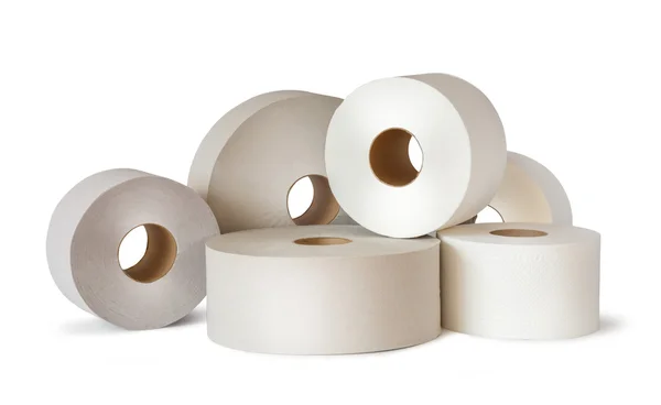 Wiele biały papier toaletowy rolki — Zdjęcie stockowe