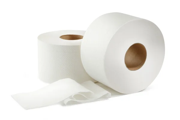Два белых рулона туалетной бумаги — стоковое фото