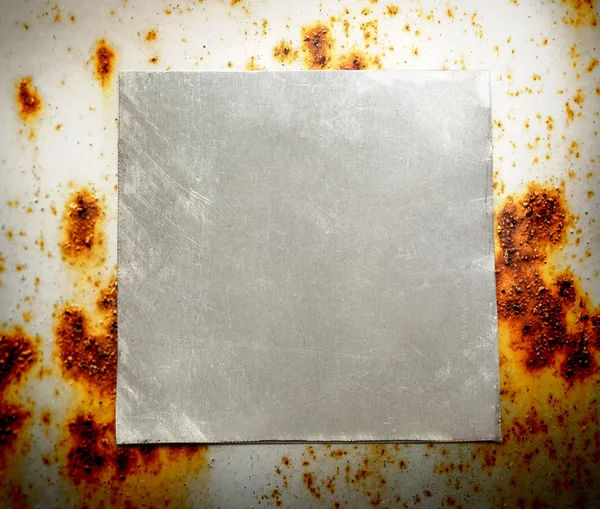 Blank square metal plate — Stock Photo, Image