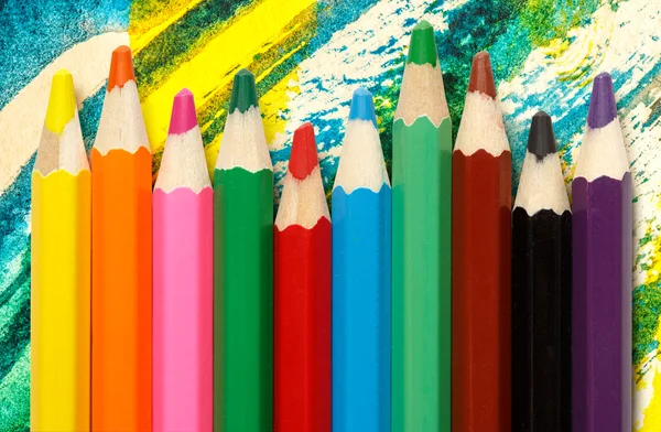 Palette of colorful pencils for children — Stock Photo, Image