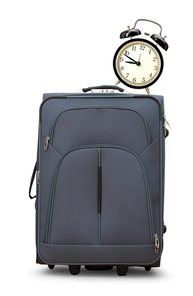 Large gray suitcase on wheels — Stock Photo, Image