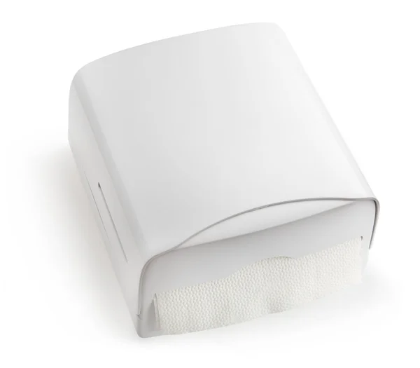 Nuevo dispensador de toallas blancas — Foto de Stock