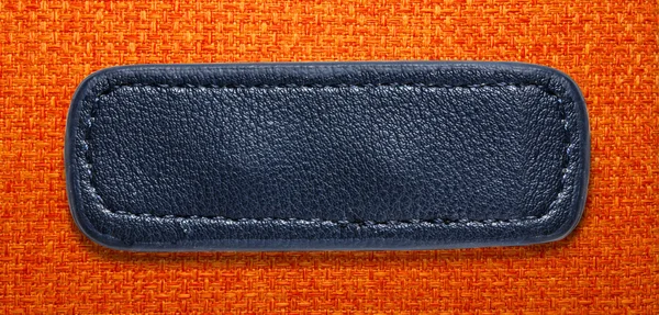 Blue blank leather label — Stock Photo, Image
