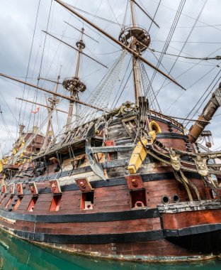Wooden pirate ship in Genoa clipart