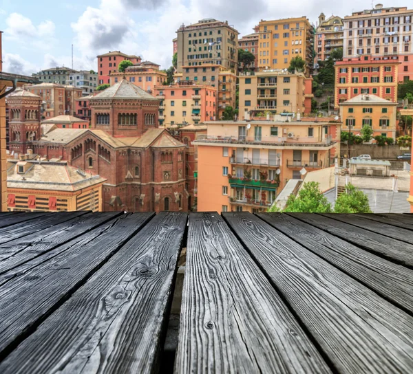 Rostrum to old city of Genoa — Stock Photo, Image