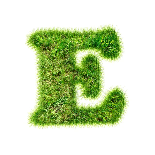 Letter E made of green grass — Stock Photo, Image