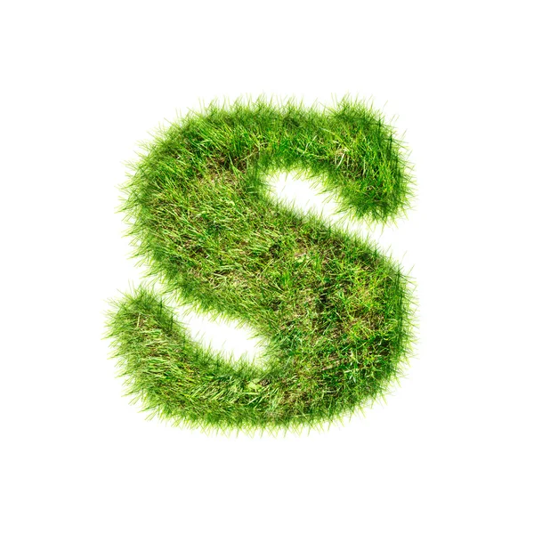 Litera S z zielonej trawie — Zdjęcie stockowe