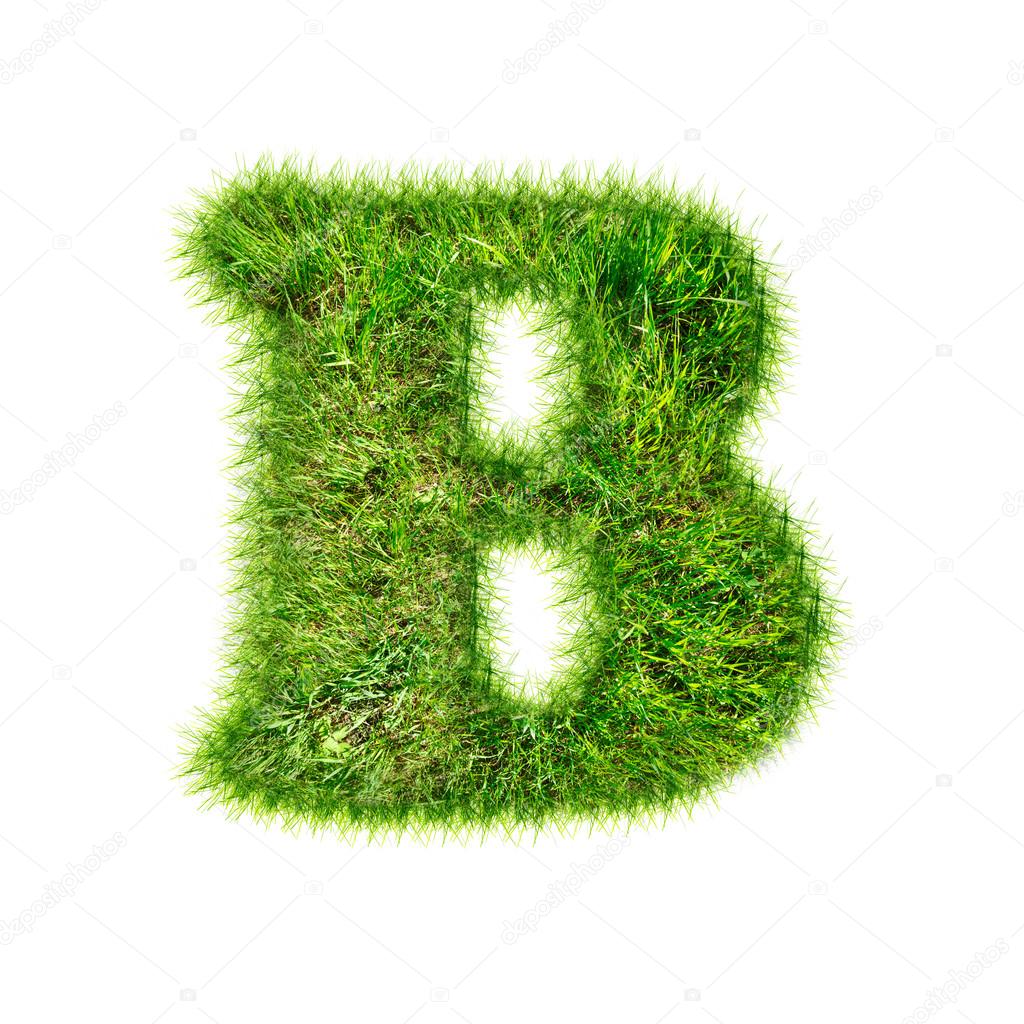 Letter B made of green grass