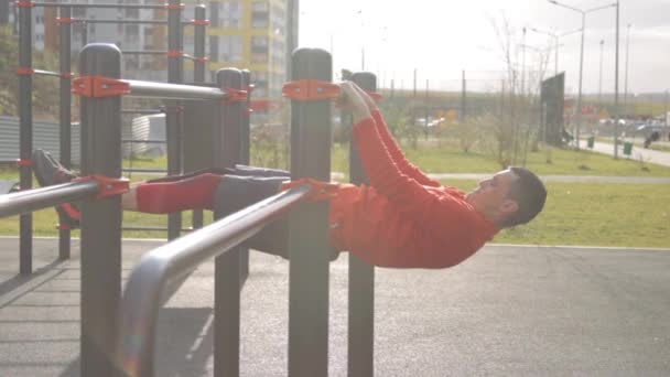 Man training outdoors on sports field — Stock Footage Man training outdoors on sports field Video Clip