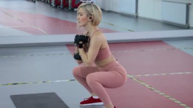 Genç kadın spor kulübünde antrenman yapıyor.