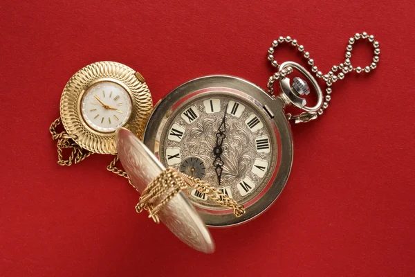 Two pocket watches with chain — Stock Photo, Image