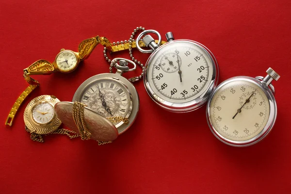 Pocket vintage watch and stopwatch — Stock Photo, Image