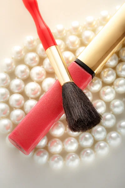 Make-up Pinsel auf Perle — Stockfoto