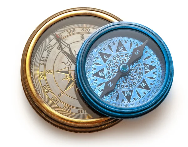 View of vintage compasses — Stock Photo, Image