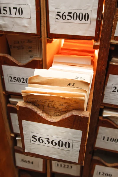 Drawer with business papers in archive — Stock Photo, Image