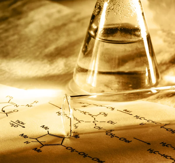Chemie met reactie formule — Stockfoto