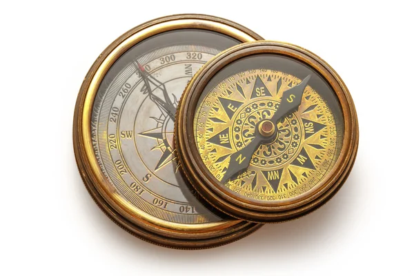 View of vintage compasses — Stock Photo, Image