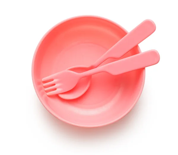 Πιάτο, κουτάλι και πιρούνι — Φωτογραφία Αρχείου