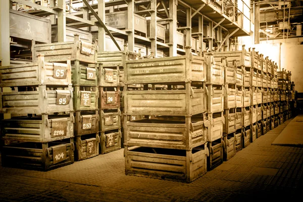 Big storage room with metal boxes — Stock Photo, Image