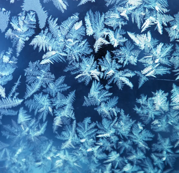 Glanzende winter raamdecoratie ijs — Stockfoto