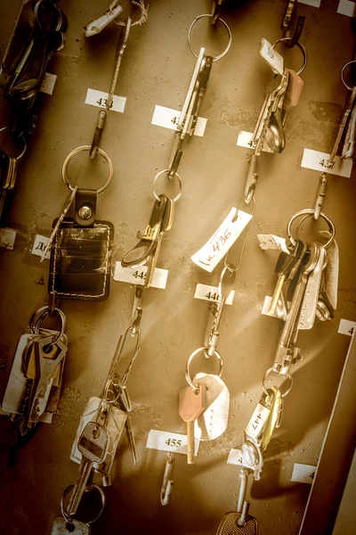 Office room keys with tags — Stock Photo, Image