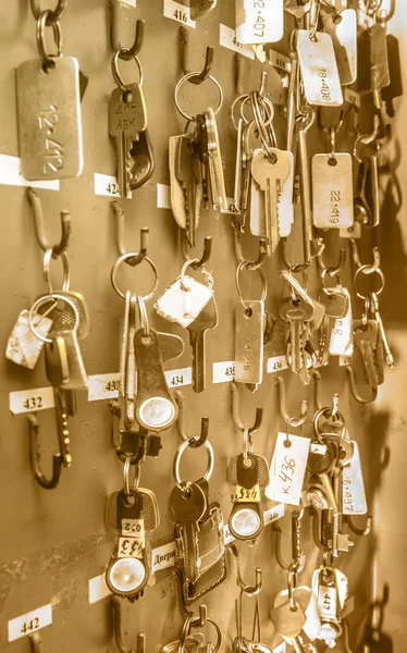 Office room keys with tags — Stock Photo, Image