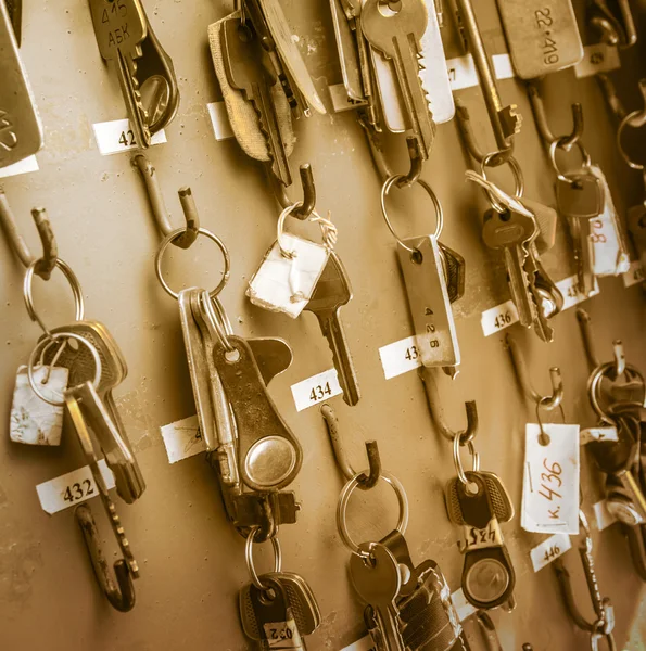 Office room keys with tags — Stock Photo, Image