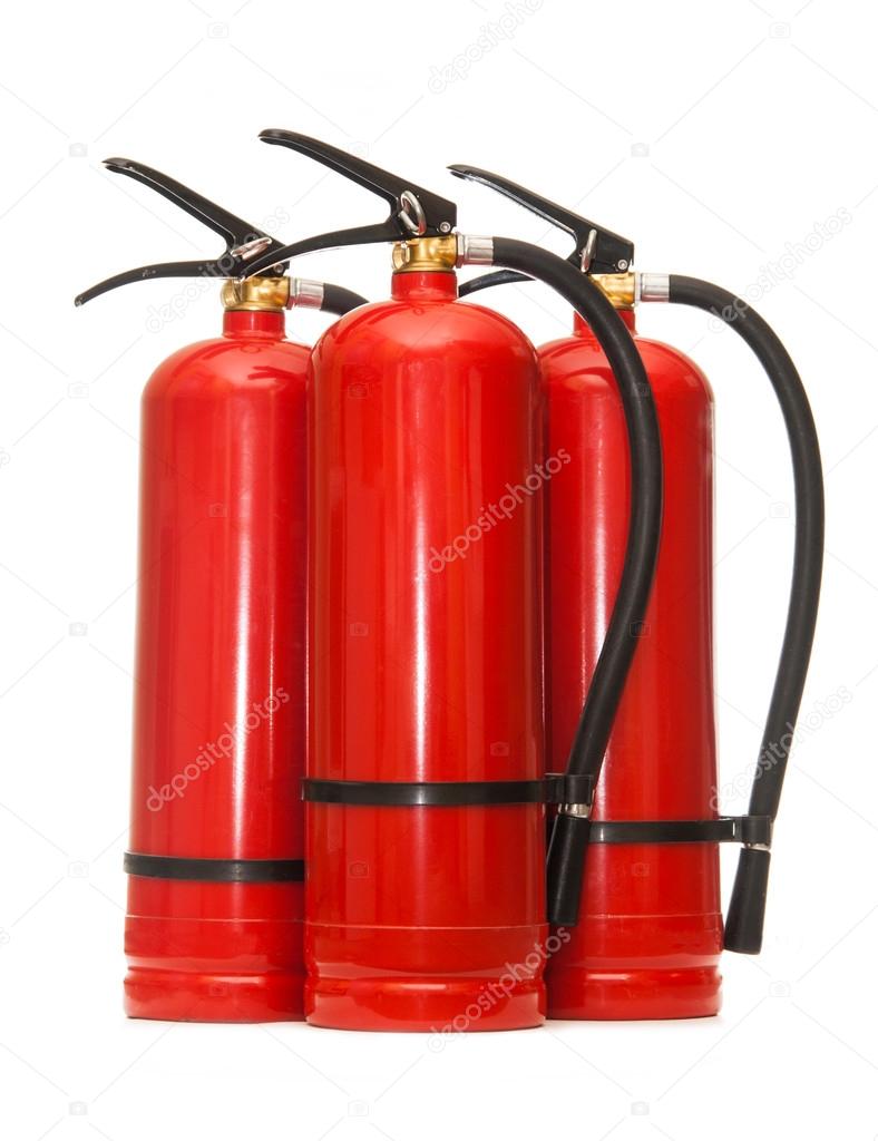 New blank red fire extinguishers