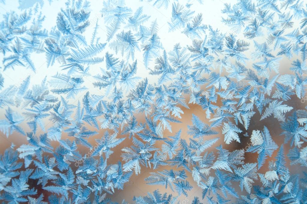 Shiny winter window ice decoration