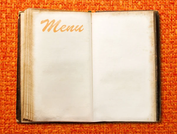 Blank vintage menu book — Stock Photo, Image