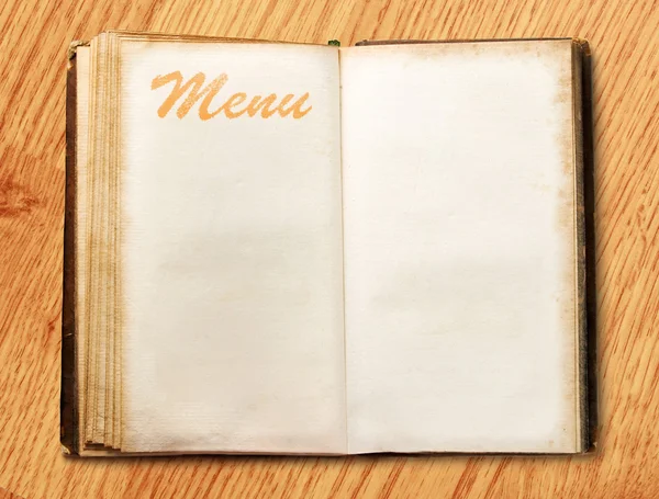 Kniha prázdné vinobraní menu — Stock fotografie