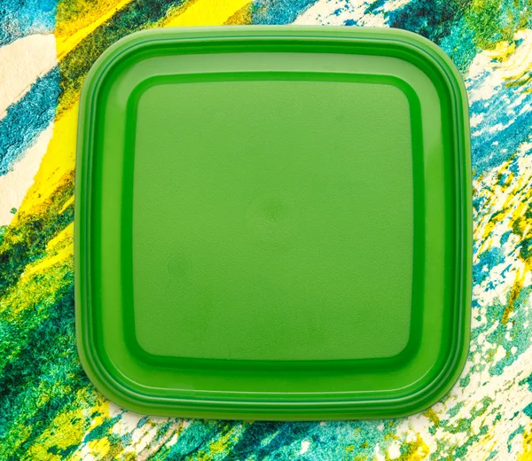 Couvercle en plastique carré vert — Photo