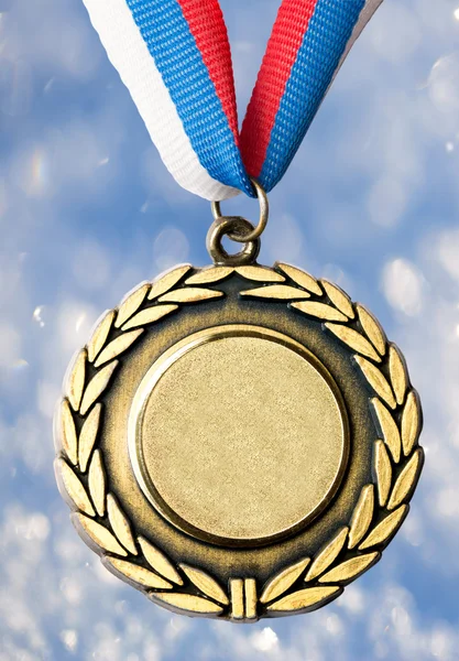 Metal medal with tricolor ribbon — Stock Photo, Image