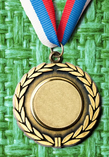 Metal medal with tricolor ribbon — Stock Photo, Image