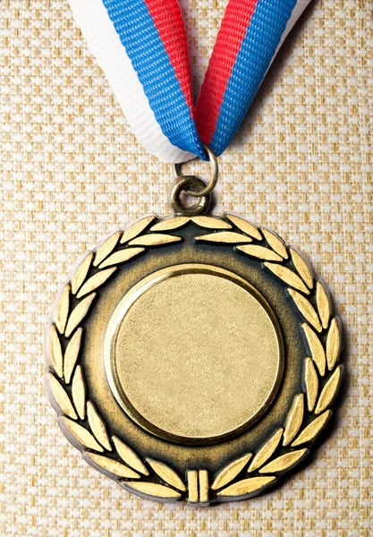 Metal medal with tricolor ribbon — Stock Photo, Image