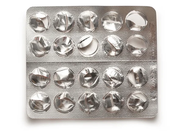 Embalagem plástica vazia de pílulas — Fotografia de Stock