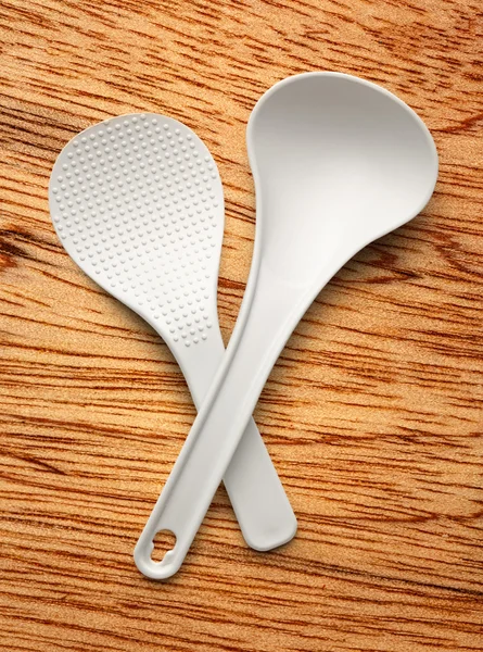 White spatula and ladle — Stock Photo, Image