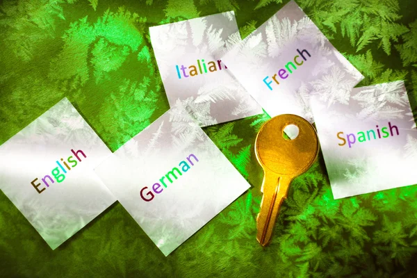 Karty s různými jazyky — Stock fotografie