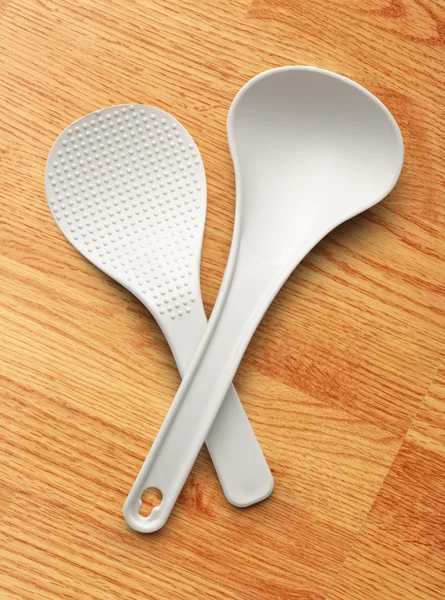 White spatula and ladle — Stock Photo, Image