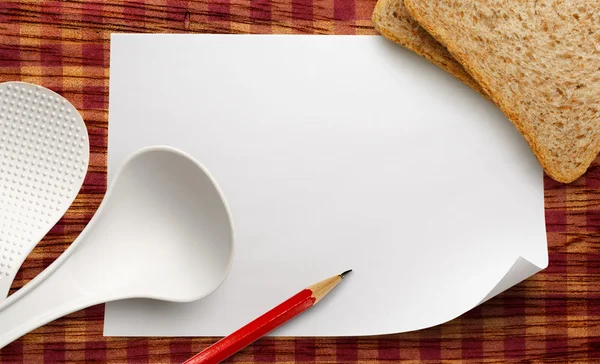 Blankopapier mit Schöpfkellen — Stockfoto