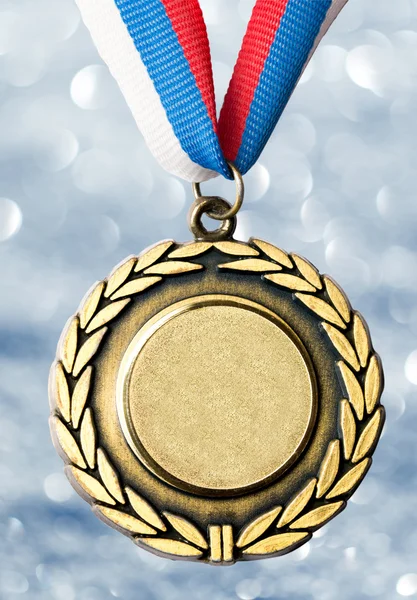 Metal medal with tricolor ribbon — Stock Photo, Image