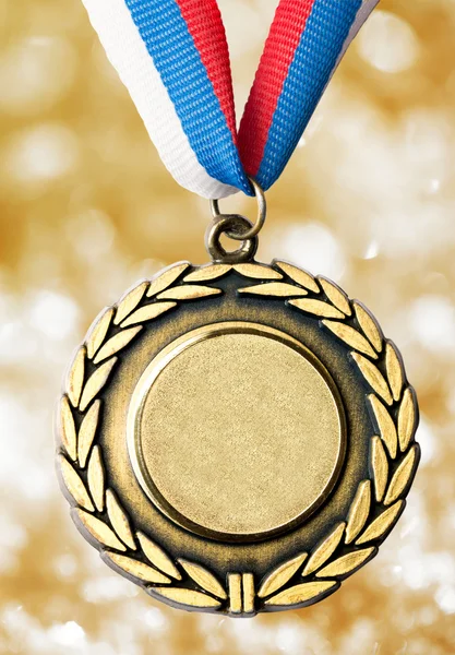 Metal medal with tricolor ribbon — Stock Photo, Image