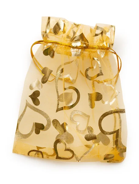 Romantische goldene Geschenktüte — Stockfoto